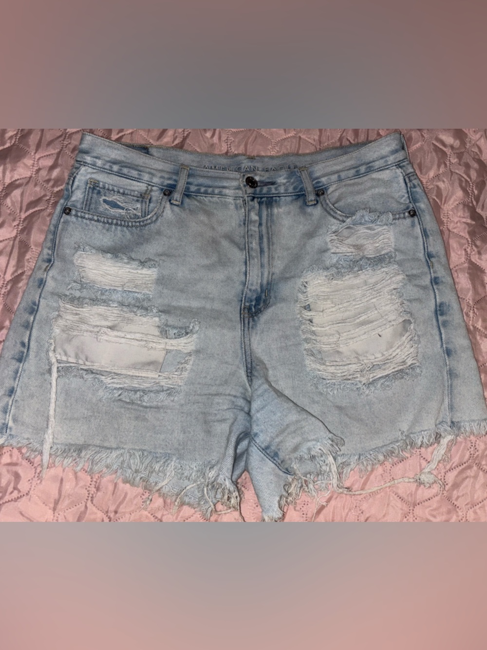 American Eagle Outfitters Light Wash Distressed Denim Jean Shorts